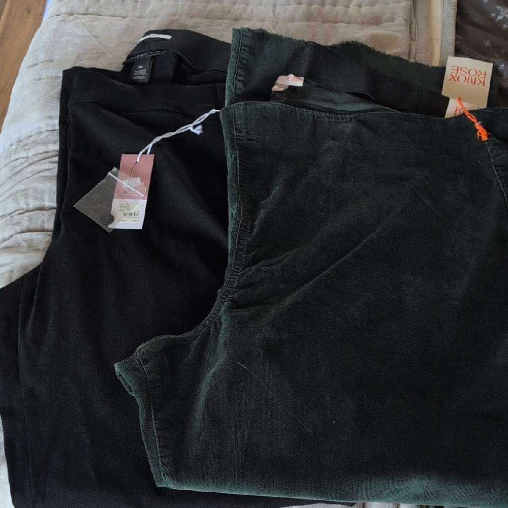 Lane Bryant Black and Dark Green Wide Leg Jeans